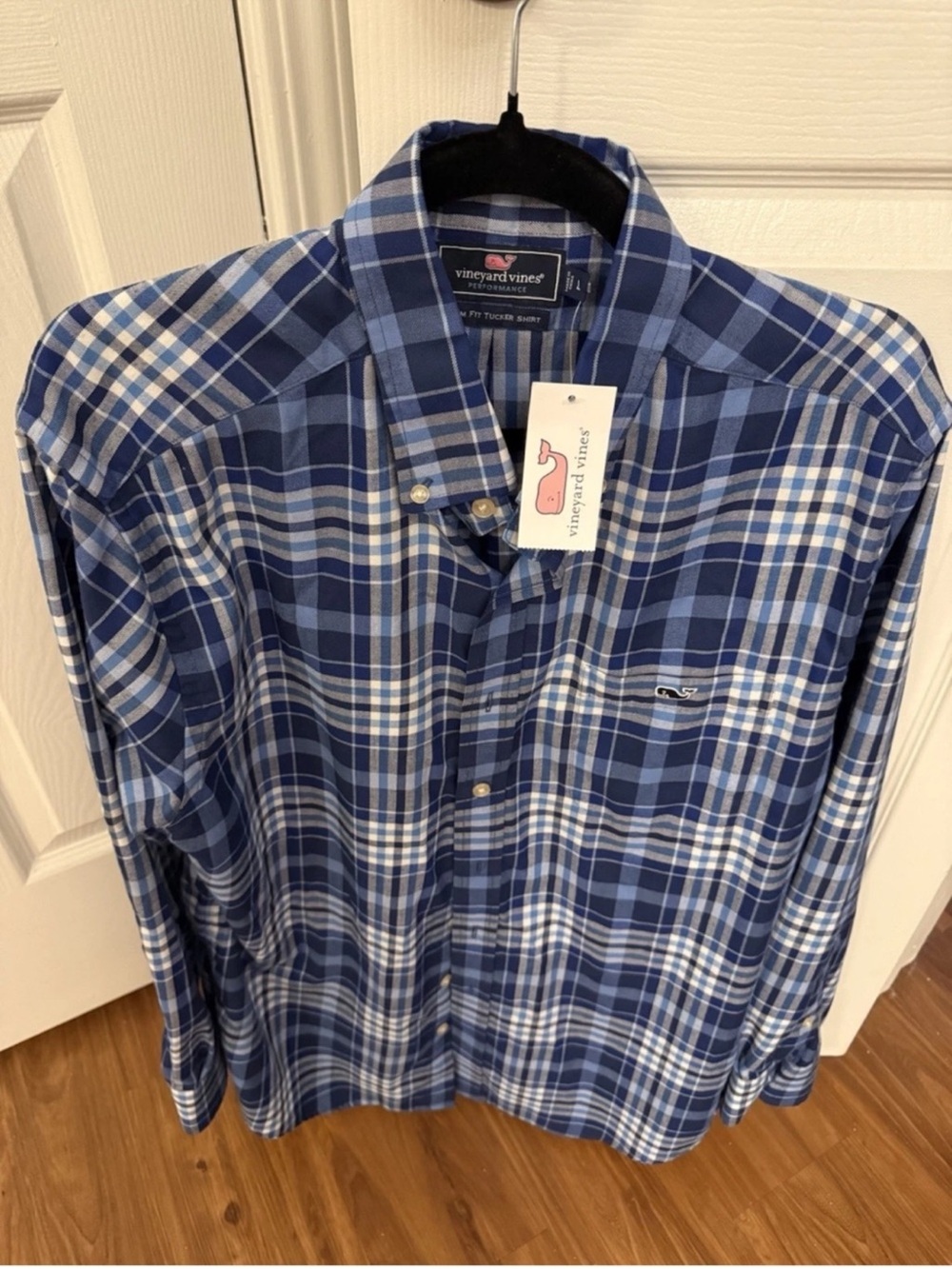 Vineyard Vines Blue and White Plaid Button-Down Shirt